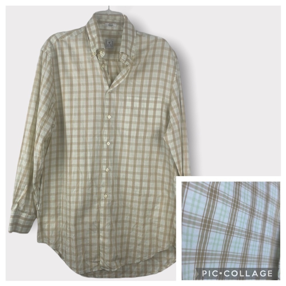 Peter Millar And and Green checked %100 Cotton Shirt Size M